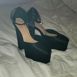Faux Versace Aevitas Black Satin Platforms